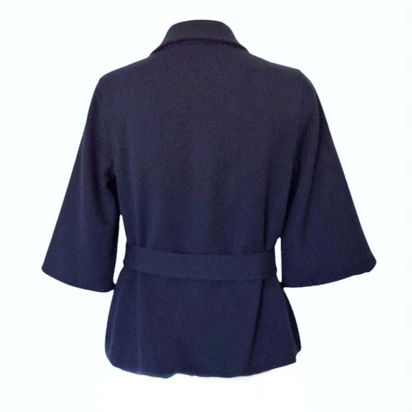 Gap Navy Wool Blend Cropped Coat Winter Warm Business Casual Aline Hip - Picture 3 of 7